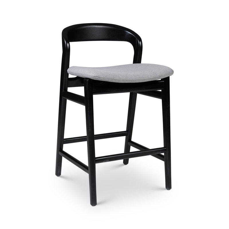 Modern Brazilian Velma Counter Stool, Essence Gray/Ebano Frame, Counter Stool (25.25" Seat Height)