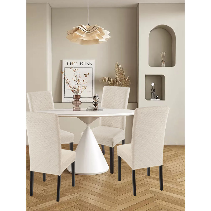 Housse pour chaise de salle à manger, Mélange de polyester beige