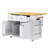 Lullaby 48" Fluted Kitchen Island With Storage Cabinet And Drawers, 3 Pieces Kitchen Dining Table Set With 2 Stools and Drop Leaf Top, Power Outlet, Side Racks-110877398