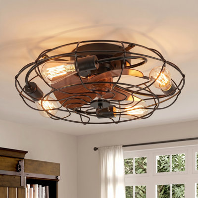 Ventilateur de plafond en cage 20,4 "avec ensemble d'éclairage et télécommande inclus Bloneva Farmhouse