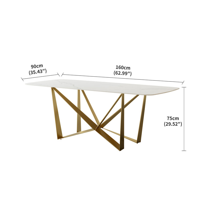 Table de salle à manger Titanium Gold, H 29,53 po x L 70,87 po x l 35,43 po, Gold