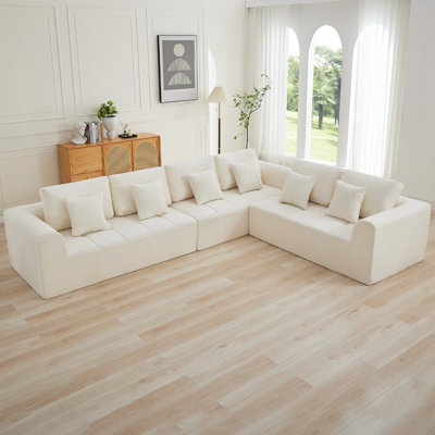 Canapé modulaire surdimensionné en L surdimensionné, canapé modulaire à nuage compressé avec mousse à mémoire de forme, aucun assemblage requis