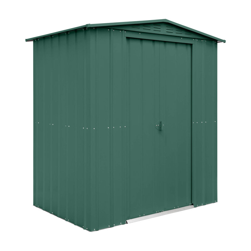 Globel 6 X 4 Apex Green Metal Shed, Green