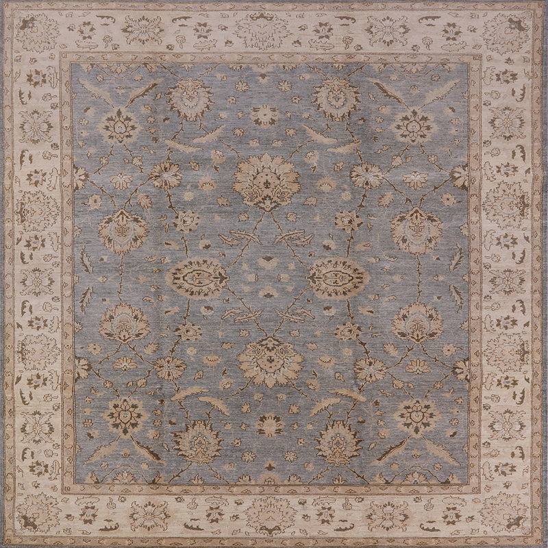 Tapis oriental bleu / beige Nanni, Carré 6 pi