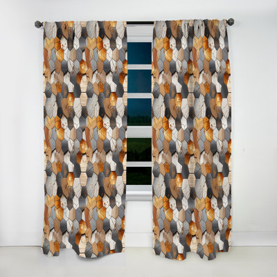 Motif rustique hexagonal Boho I - Rideau abstrait - Rideau géométrique obscurcissant - 1 panneau