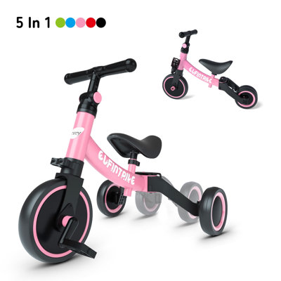 besrey 5 in 1 Toddler Bike for 1 Year to 4 Years Old Kids, Toddler Tricycle Kids Trikes Tricycle, Toys for Boy & Girl, Balance Training, Removable Pedals