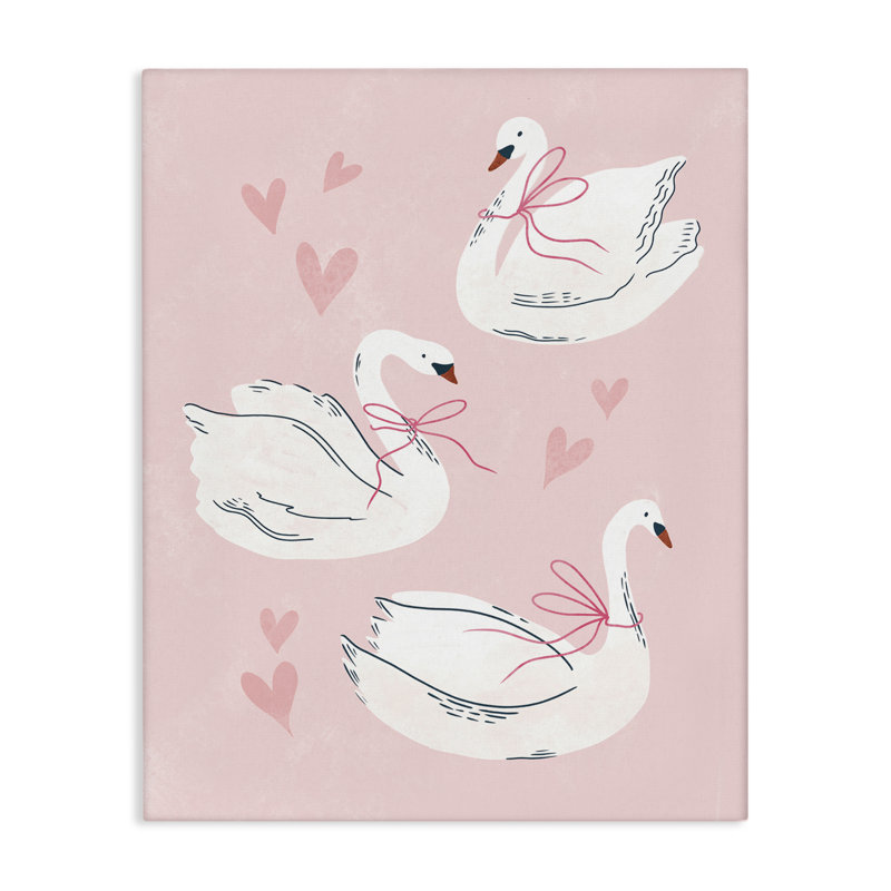 Art mural sur toile, "Pastel Ribbons on Swans" par Macu Barreto, H 30 po x l 24 po