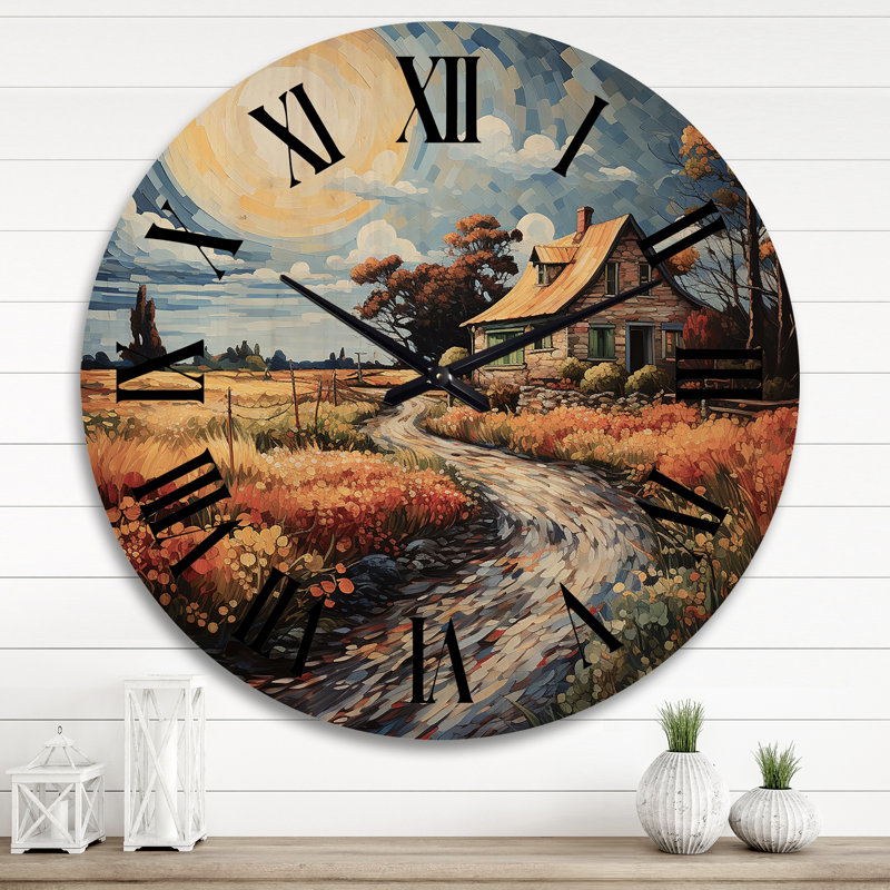Horloge murale en bois massif Yarlin, Très grand