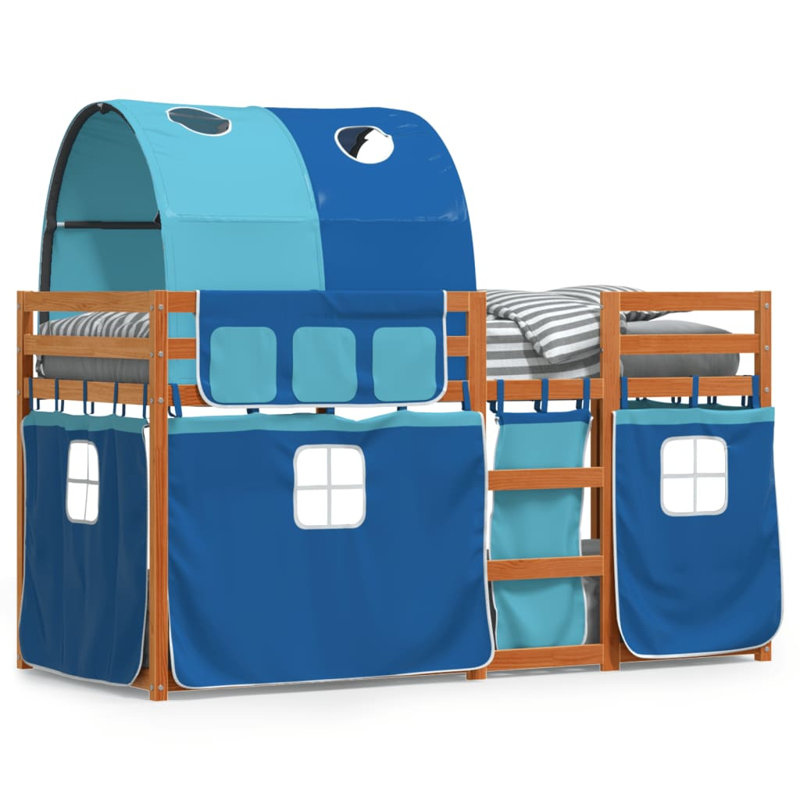Wobnar Solid Wood Bed Frame, Single (3'), Light Brown/Blue