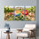 Ensemble de 3 tableaux sur toile représentant un paysage de vignes et de pivoines