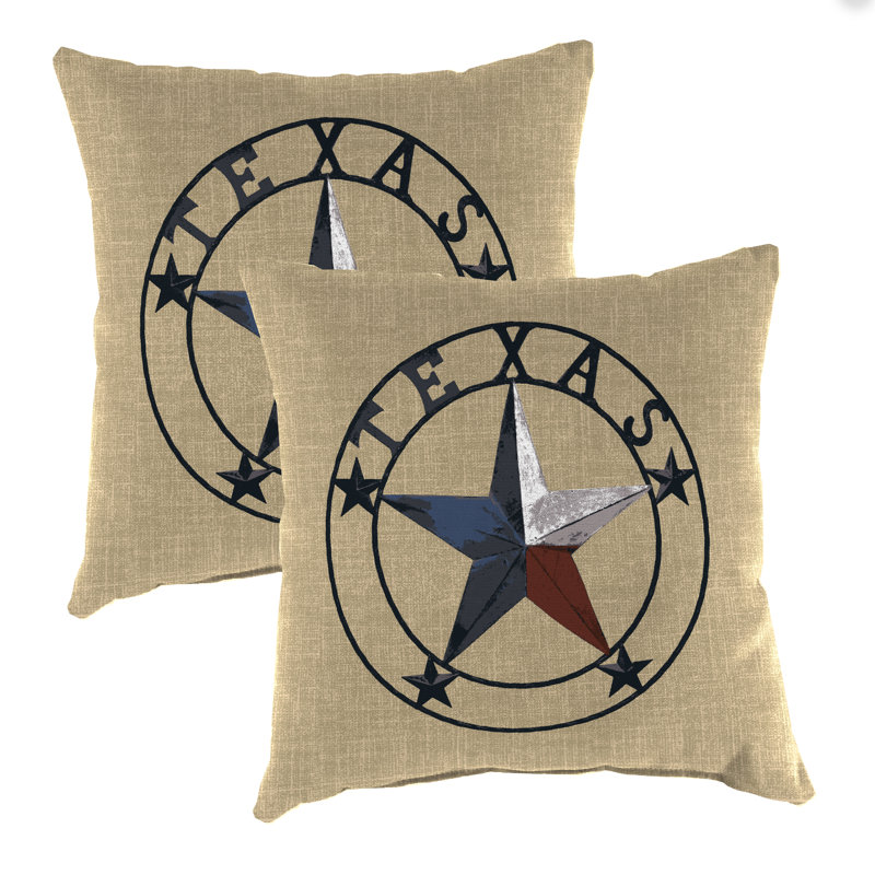 16" x 16" Outdoor Throw Pillow (Set of 2), Texas Lone Star