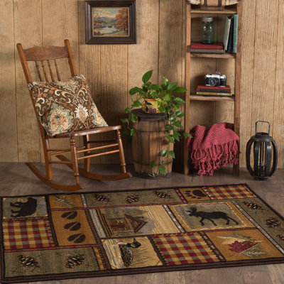 Tapis d'intérieur sud-ouest en polypropylène tissé à la machine brun / rouge / vert Alers