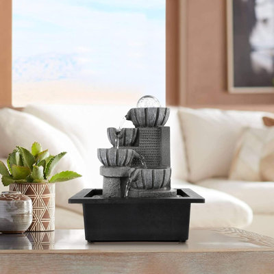Fontaine d'eau de table d'intérieur avec fontaine à roulement à billes Feng Shui fontaine d'eau pour la décoration moderne de salon de bureau