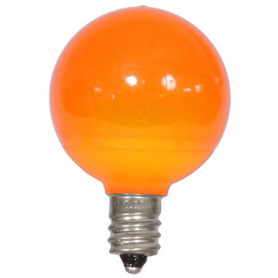  G40 Orange Ceramic LED Nickel Base Bulb E12, 120V, .6 Watts, Dimmable, 25 Bulbs per Pack