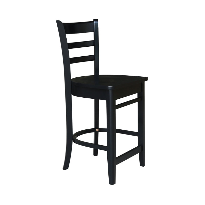 Tabouret de comptoir en bois massif 24 po Marasco, Noir / cadre noir
