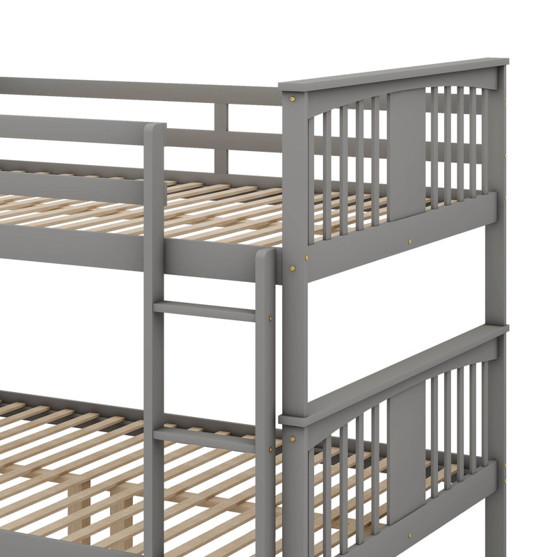 Lit superposé double au-dessus de double avec échelle pour chambre à coucher, Gris