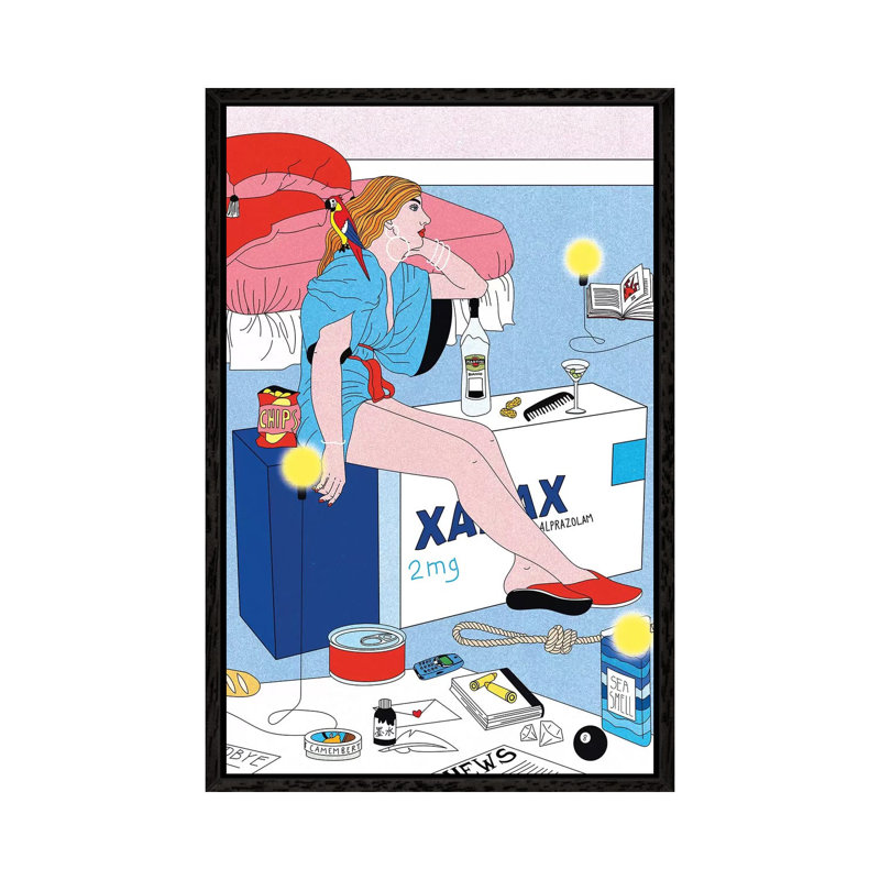 Xanax by Cosmo - Print on Canvas, Black Framed Canvas, 101.6cm H x 20.32cm W x 3.81cm D