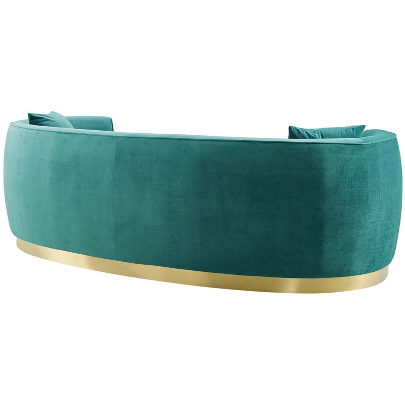 Modway Silver Orchid Perez Curved Velvet Sofa, Teal Plainweave