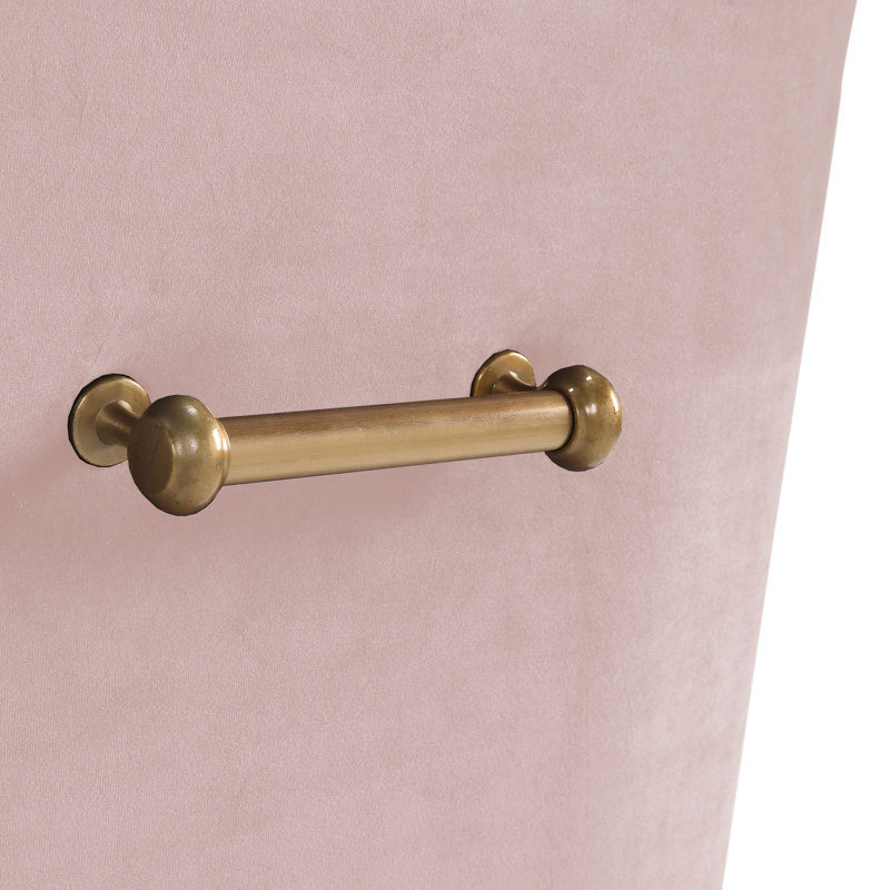 19'' H Velvet Upholstered Metal Parsons Chair, Blush Velvet, Gold