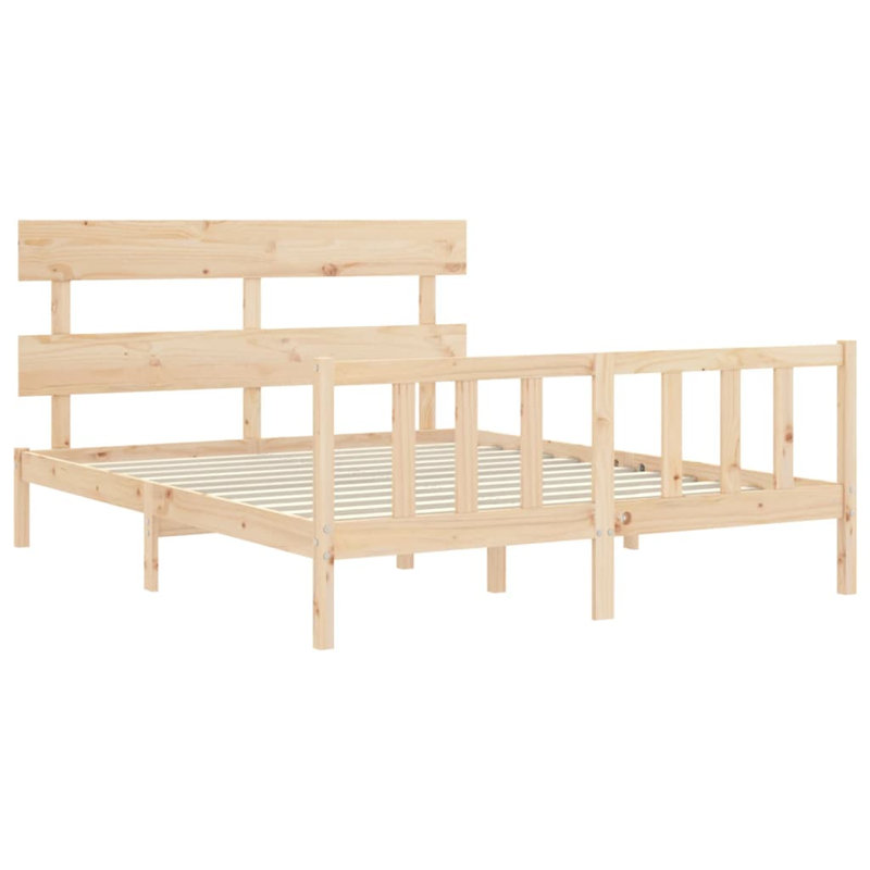 Bed Frame with Headboard, European Double (140 x 200cm), Brown