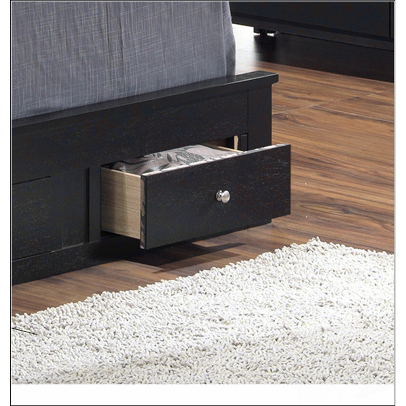 Sleek Dual-Purpose Black Storage Bed