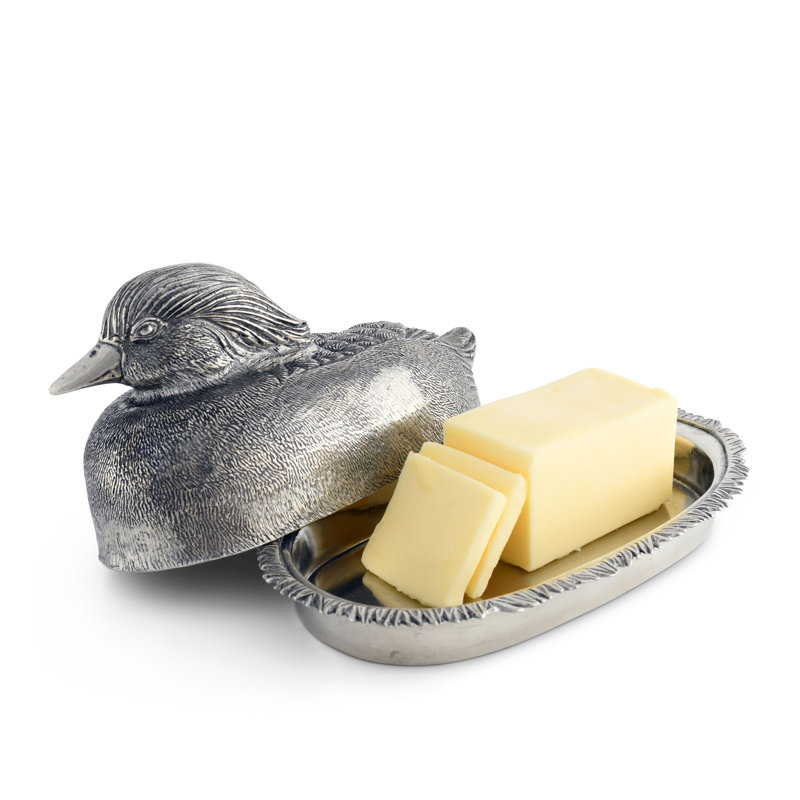 Morning Hunt Pewter Butter Dish