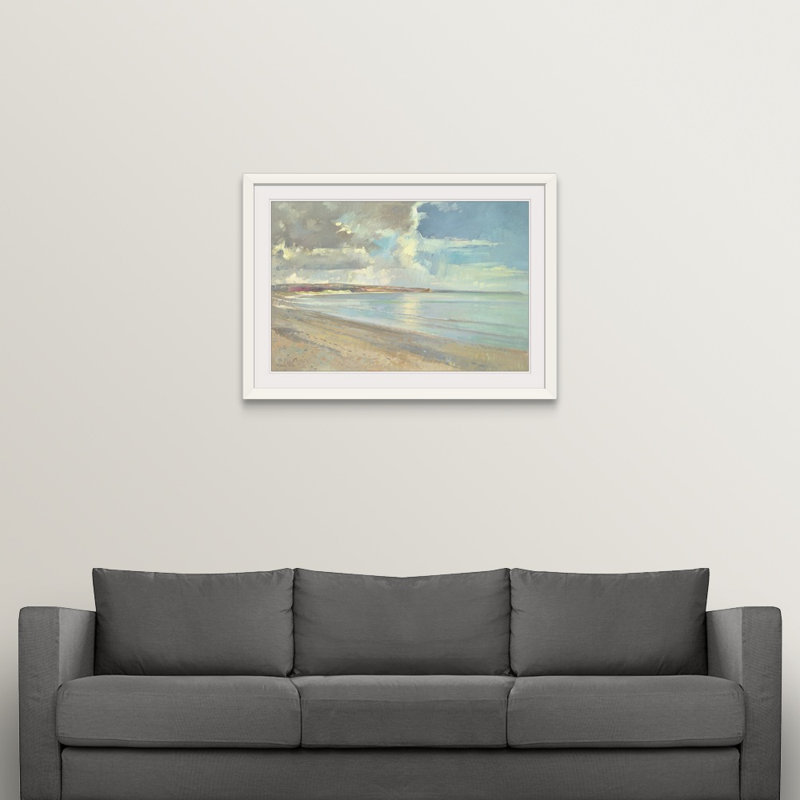 «Reflection Clouds, Oxwich Beach, 2001», reproduction d'art, H 32 po x l 44 po x P 1 po, Cadre blanc