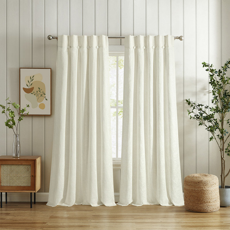 Smiley Estelle Room Darkening Curtains with Back Tabs, 2 Panels