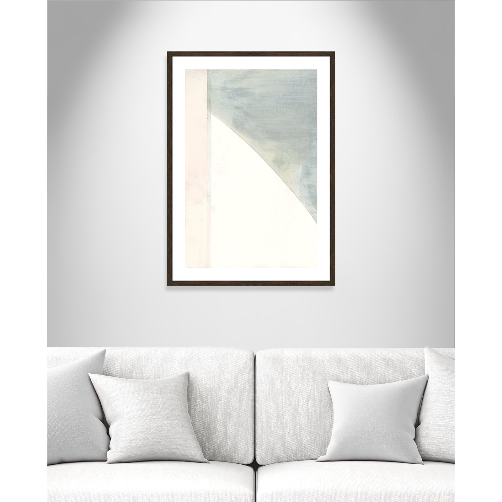 Alexandria "In Neutral I" Painting by Cartissi, 35.5" H x 25.5" W x 0.75" D, Walnut Wood Framed Paper