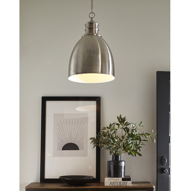 Luminaire suspendu en forme de dôme à 1 lumière Coster, Nickel satiné