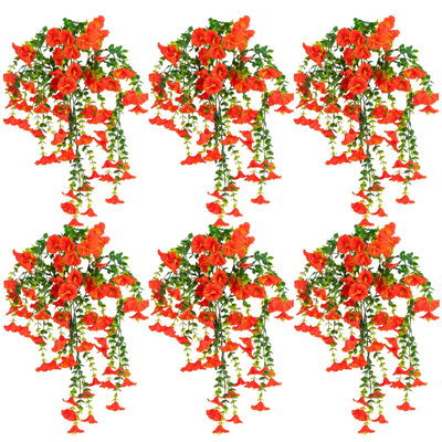30In. UV Resistant Artificial Morning Glory Hanging Plant (Indoor/Outdoor) - Set Of 6