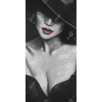 Mysterious red lips lady - 15.75"x31.50" Desk mat