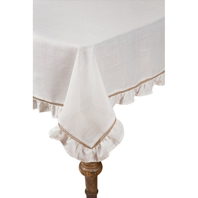Hemstitch/Ruffle Trim Tablecloth, 70" L x 70" W