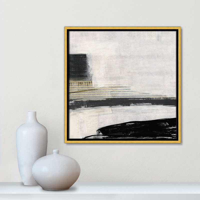 «La Bande I Print» par Sally Swatland, Cadre flottant doré, H 17,5 po x l 17,5 po
