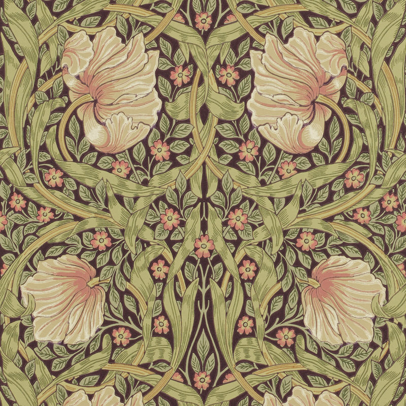 Morris Archive Pimpernel Wallpaper, Bullrush/Russet