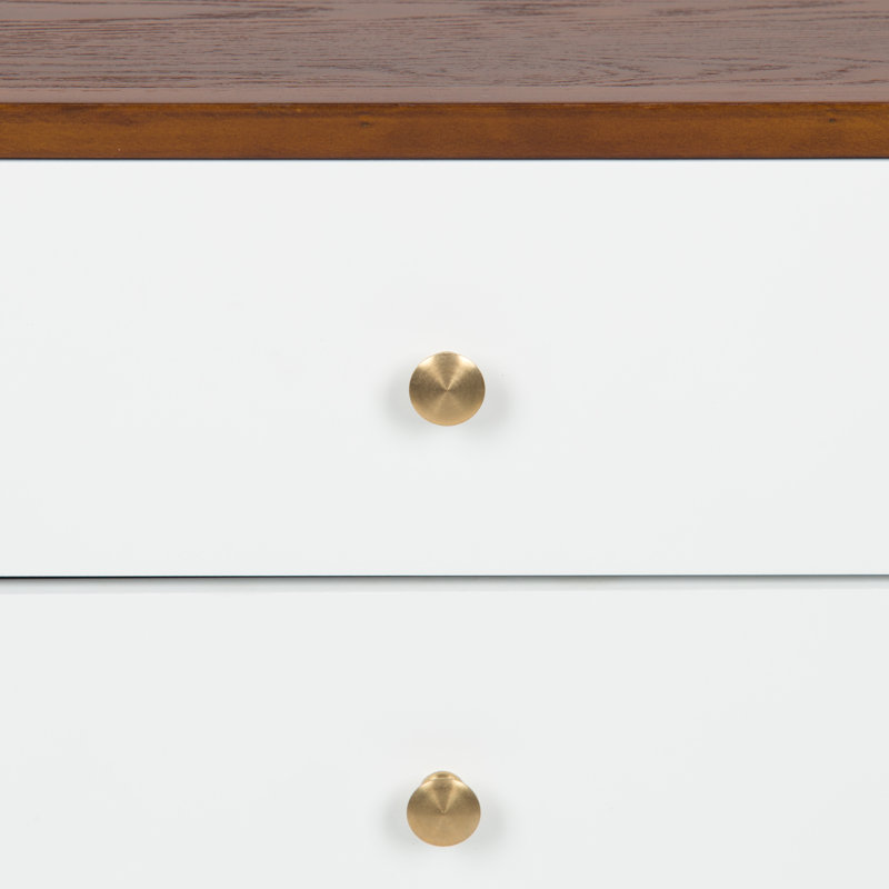 Table de chevet 2 tiroirs Ottman, Brun / blanc