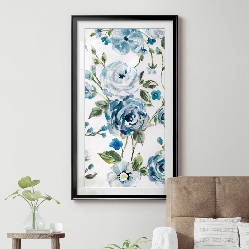Moonlight Rose Garden I - Cadre photo, reproduction d'art sur papier, H 14,5 po x l 26,5 po x P 1,5 po, Cadre noir