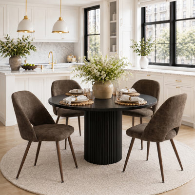 Aunnika Upholstered Walnut Dining Chairs, Set Of 4