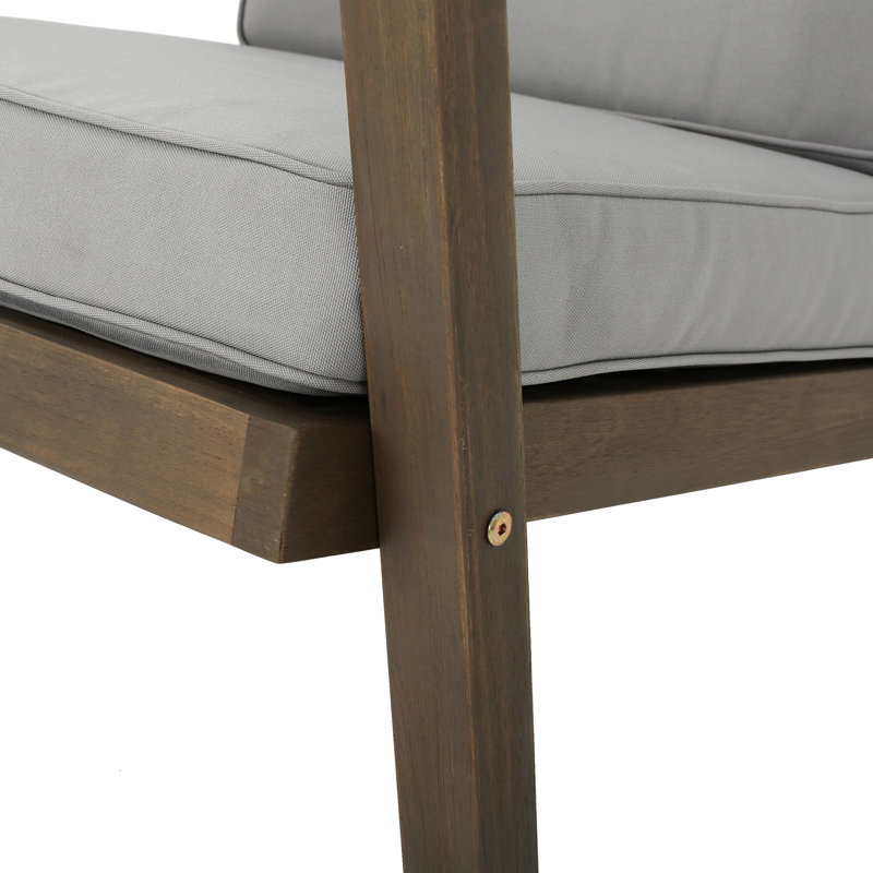 Chat d'extérieur 3 pièces - Coussins confortables en tissu aquatique, structure à finition patine brune, bois, beige moderne à 100%
