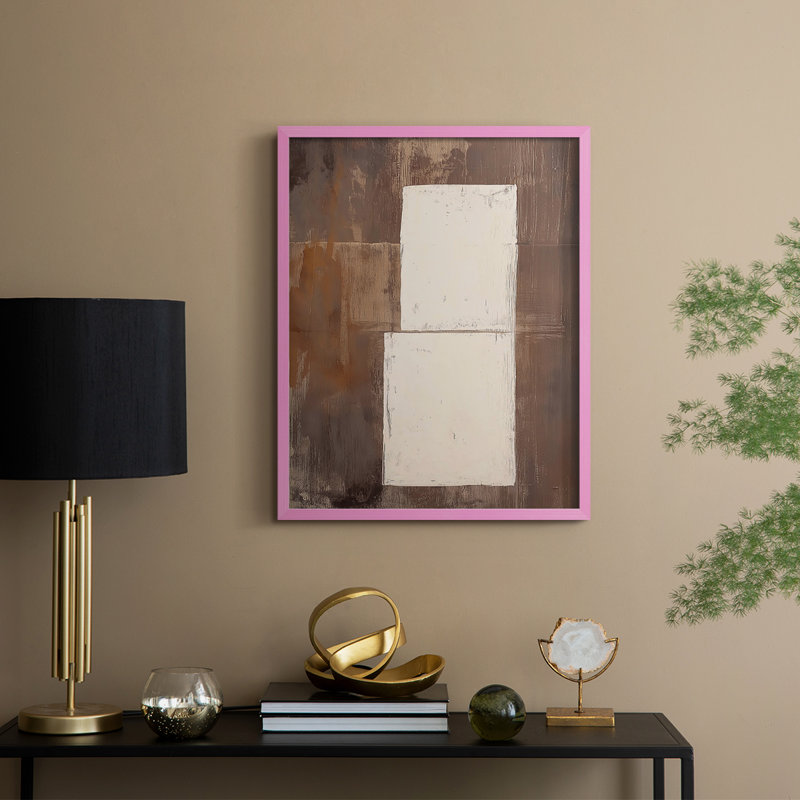 «Abstract CXL III», reproduction encadrée - prête à être accrochée , Rose, H 14 po x l 11 po