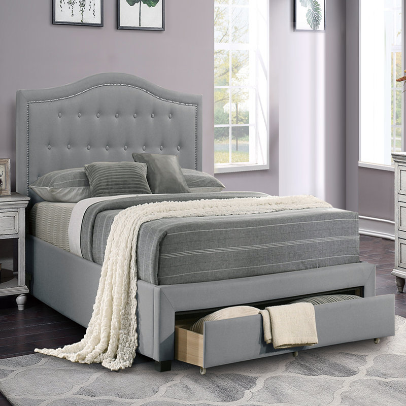 Gurdas Upholstered Platform Storage Bed, Full, Light Gray