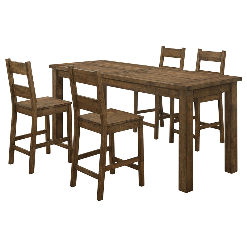 Rustic Dark Brown 5-Piece Counter Height Dining Set