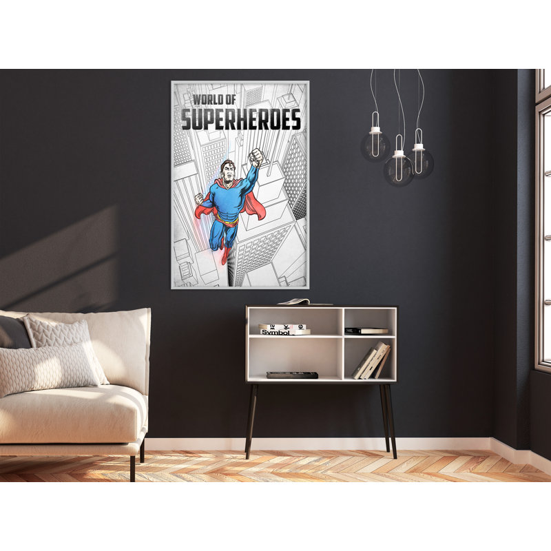 Superhero - Single Picture Frame Print, 45cm H x 30cm W x 2cm D, Gold Framed