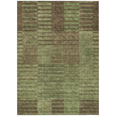 Tapis intérieur lavable rayé brun taupe et vert 5 pi x 8 pi