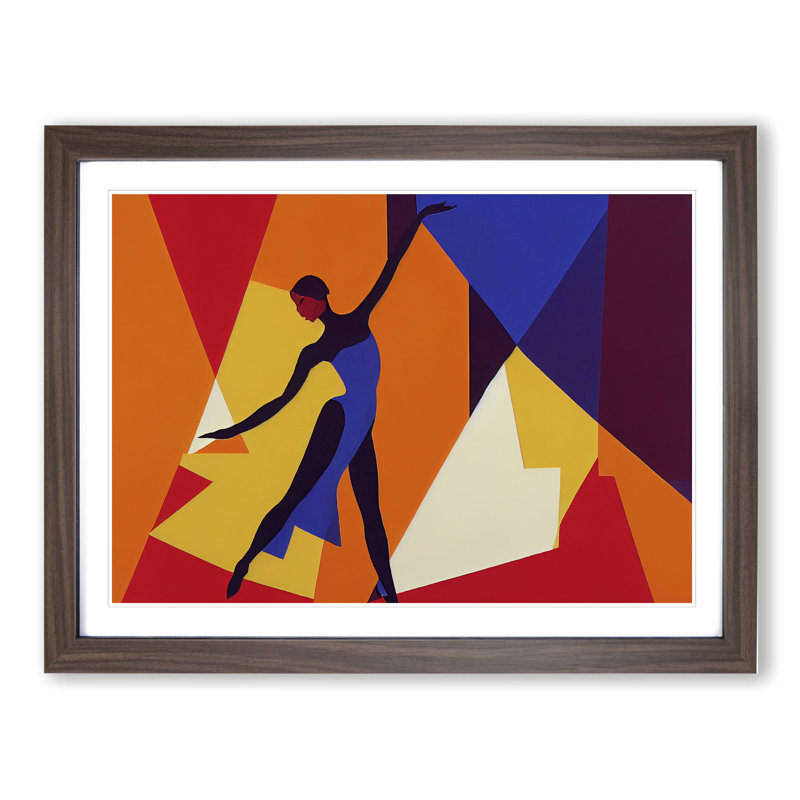 Abstract Woman Dancer Vol.1 - Single Picture Frame Print, 46cm H x 64cm W x 2cm D, Walnut
