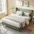 Janine Corduroy Upholstered Wingback Bed with Slat Kit and Solid and Manufactured Wood Frame-749801280-749801292