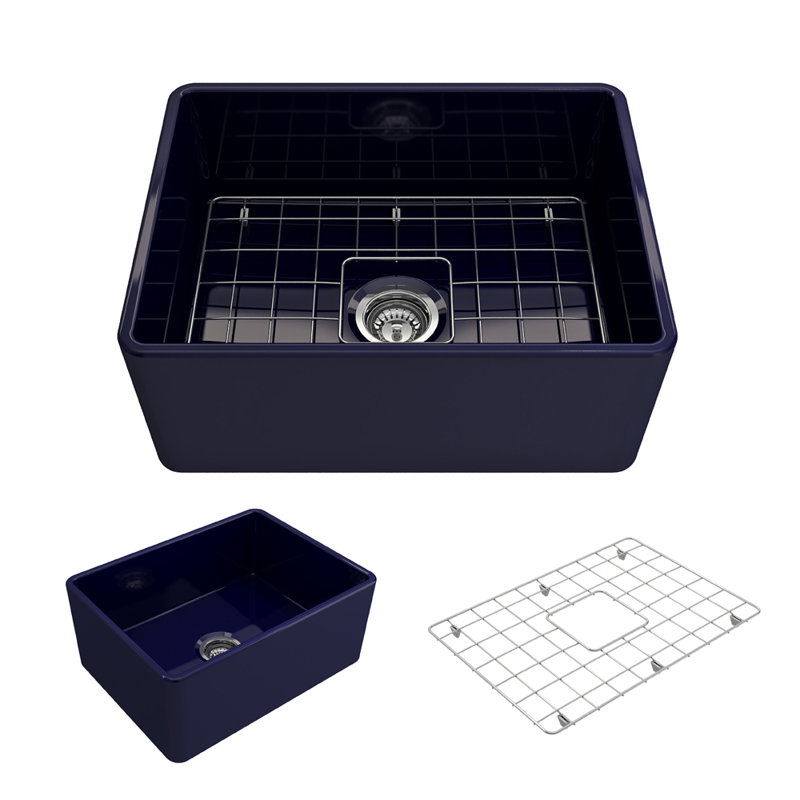 24 in. L Farmhouse Kitchen Sink, Sapphire Blue