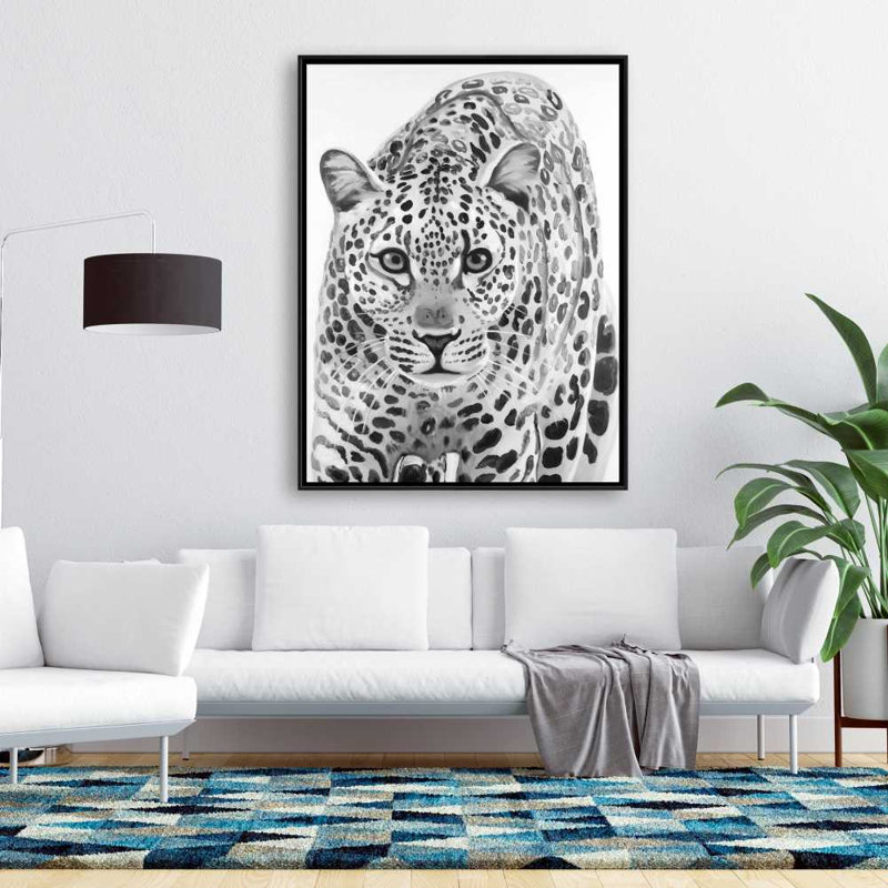 Leopard Ready to Attack - Framed Canvas for Home Decor
