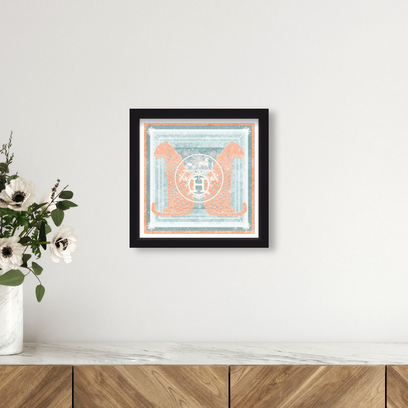 Casablanca to Paris Peach Shadowbox Animals Print by Oliver Gal, Black Frame, 12 x 12, 13.5"H x 13.5"W, Black Frame