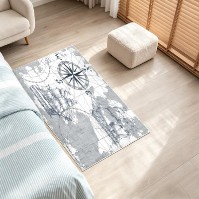 Tapis bleu bleu lavable à la machine